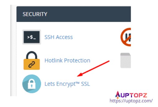 Lets Encrypt™ SSL có biểu tượng ổ khóa trong vòng tròn màu xanh ở bước 1 cài đặt SSL miễn phí Let's Encrypt trên máy chủ CentOS với Cpanel Hosting